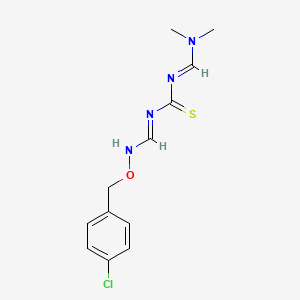 molecular formula C12H15ClN4OS B3129654 N-({[(4-chlorobenzyl)oxy]imino}methyl)-N'-[(dimethylamino)methylene]thiourea CAS No. 339104-48-2