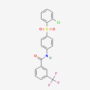 molecular formula C20H13ClF3NO3S B3129687 N-[4-(2-chlorophenyl)sulfonylphenyl]-3-(trifluoromethyl)benzamide CAS No. 339105-70-3