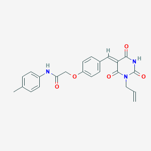 molecular formula C23H21N3O5 B312970 2-{4-[(1-allyl-2,4,6-trioxotetrahydro-5(2H)-pyrimidinylidene)methyl]phenoxy}-N-(4-methylphenyl)acetamide 