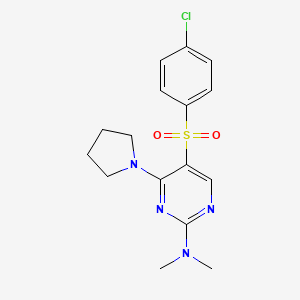 molecular formula C16H19ClN4O2S B3129712 N-[5-[(4-氯苯基)磺酰基]-4-(1-吡咯烷基)-2-嘧啶基]-N,N-二甲胺 CAS No. 339106-21-7