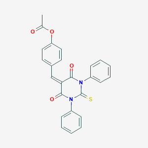 molecular formula C25H18N2O4S B312972 4-[(4,6-dioxo-1,3-diphenyl-2-thioxotetrahydro-5(2H)-pyrimidinylidene)methyl]phenyl acetate 
