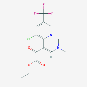 molecular formula C14H14ClF3N2O3 B3129725 ethyl (E)-3-[3-chloro-5-(trifluoromethyl)pyridin-2-yl]-4-(dimethylamino)-2-oxobut-3-enoate CAS No. 339106-48-8