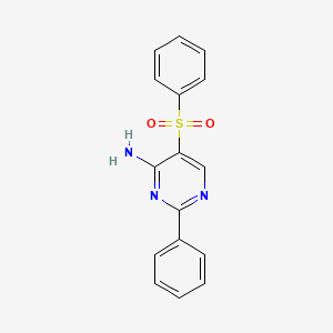 molecular formula C16H13N3O2S B3129754 2-Phenyl-5-(phenylsulfonyl)-4-pyrimidinamine CAS No. 339107-44-7