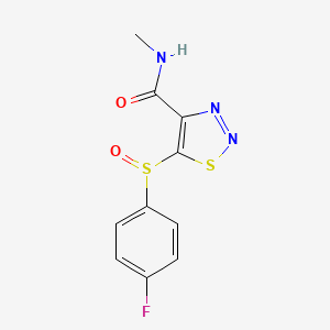 molecular formula C10H8FN3O2S2 B3129760 5-[(4-fluorophenyl)sulfinyl]-N-methyl-1,2,3-thiadiazole-4-carboxamide CAS No. 339107-82-3