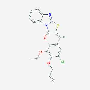 molecular formula C21H17ClN2O3S B312977 2-[4-(allyloxy)-3-chloro-5-ethoxybenzylidene][1,3]thiazolo[3,2-a]benzimidazol-3(2H)-one 