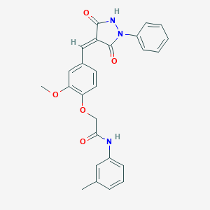 molecular formula C26H23N3O5 B312979 2-{4-[(3,5-dioxo-1-phenyl-4-pyrazolidinylidene)methyl]-2-methoxyphenoxy}-N-(3-methylphenyl)acetamide 