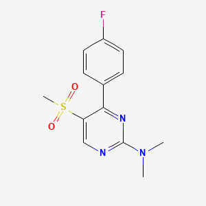 molecular formula C13H14FN3O2S B3129799 N-[4-(4-fluorophenyl)-5-(methylsulfonyl)-2-pyrimidinyl]-N,N-dimethylamine CAS No. 339110-09-7