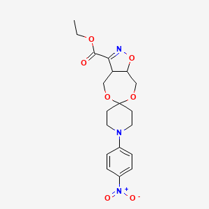 molecular formula C19H23N3O7 B3129804 3-Ethoxycarbonyl-4,5-bis(hydroxymethyl)-4,5-dihydroisoxazole-[1-(4-nitrophenyl)piperid-4-one]ketal CAS No. 339110-80-4