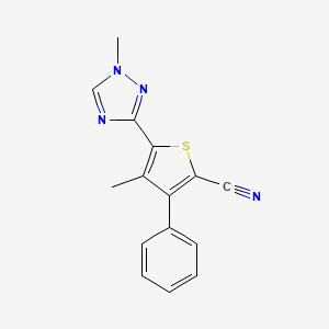 molecular formula C15H12N4S B3129829 4-methyl-5-(1-methyl-1H-1,2,4-triazol-3-yl)-3-phenyl-2-thiophenecarbonitrile CAS No. 339111-65-8