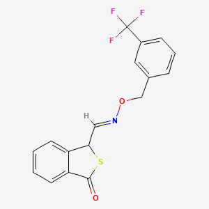 molecular formula C17H12F3NO2S B3129830 3-oxo-1,3-dihydro-2-benzothiophene-1-carbaldehyde O-[3-(trifluoromethyl)benzyl]oxime CAS No. 339114-80-6