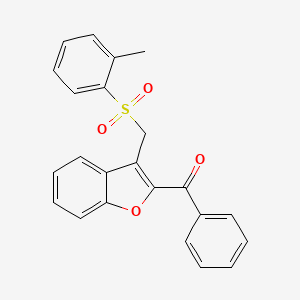 molecular formula C23H18O4S B3129866 (3-{[(2-Methylphenyl)sulfonyl]methyl}-1-benzofuran-2-yl)(phenyl)methanone CAS No. 339275-73-9