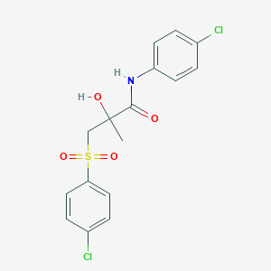 molecular formula C16H15Cl2NO4S B3129869 N-(4-chlorophenyl)-3-[(4-chlorophenyl)sulfonyl]-2-hydroxy-2-methylpropanamide CAS No. 339275-83-1