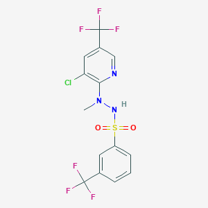 molecular formula C14H10ClF6N3O2S B3129875 N'-[3-chloro-5-(trifluoromethyl)-2-pyridinyl]-N'-methyl-3-(trifluoromethyl)benzenesulfonohydrazide CAS No. 339276-25-4