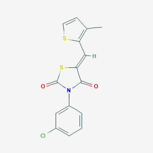 molecular formula C15H10ClNO2S2 B312989 (5Z)-3-(3-chlorophenyl)-5-[(3-methylthiophen-2-yl)methylidene]-1,3-thiazolidine-2,4-dione 