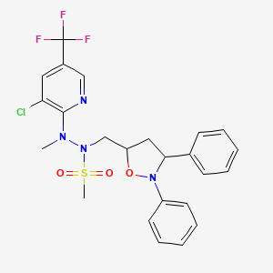 molecular formula C24H24ClF3N4O3S B3129890 N'-[3-chloro-5-(trifluoromethyl)pyridin-2-yl]-N-[(2,3-diphenyl-1,2-oxazolidin-5-yl)methyl]-N'-methylmethanesulfonohydrazide CAS No. 339276-37-8