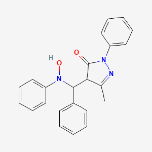molecular formula C23H21N3O2 B3129893 4-((Hydroxyanilino)(phenyl)methyl)-5-methyl-2-phenyl-2,4-dihydro-3H-pyrazol-3-one CAS No. 339276-38-9