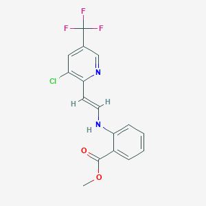 molecular formula C16H12ClF3N2O2 B3129916 Methyl 2-({2-[3-chloro-5-(trifluoromethyl)-2-pyridinyl]vinyl}amino)benzenecarboxylate CAS No. 339276-72-1