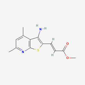 molecular formula C13H14N2O2S B3129919 3-(3-氨基-4,6-二甲基噻吩并[2,3-b]吡啶-2-基)丙烯酸甲酯 CAS No. 339276-75-4