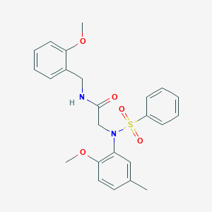 molecular formula C24H26N2O5S B312992 N-(2-methoxybenzyl)-2-[2-methoxy-5-methyl(phenylsulfonyl)anilino]acetamide 