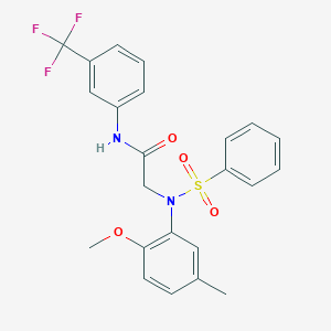 molecular formula C23H21F3N2O4S B312993 2-[2-methoxy-5-methyl(phenylsulfonyl)anilino]-N-[3-(trifluoromethyl)phenyl]acetamide 
