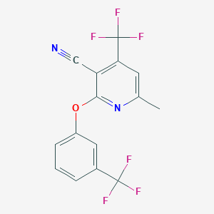 molecular formula C15H8F6N2O B3129931 6-Methyl-4-(trifluoromethyl)-2-[3-(trifluoromethyl)phenoxy]nicotinonitrile CAS No. 339276-97-0