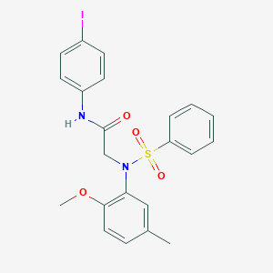 molecular formula C22H21IN2O4S B312994 N-(4-iodophenyl)-2-[2-methoxy-5-methyl(phenylsulfonyl)anilino]acetamide 