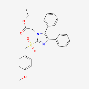 molecular formula C27H26N2O5S B3129948 ethyl 2-{2-[(4-methoxybenzyl)sulfonyl]-4,5-diphenyl-1H-imidazol-1-yl}acetate CAS No. 339277-84-8
