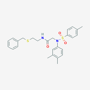 molecular formula C26H30N2O3S2 B312995 N-[2-(benzylsulfanyl)ethyl]-2-{3,4-dimethyl[(4-methylphenyl)sulfonyl]anilino}acetamide 
