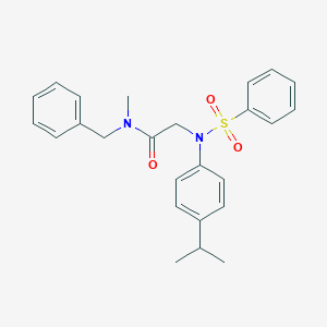 molecular formula C25H28N2O3S B312998 N-benzyl-2-[4-isopropyl(phenylsulfonyl)anilino]-N-methylacetamide 