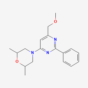 molecular formula C18H23N3O2 B3129996 4-[6-(Methoxymethyl)-2-phenylpyrimidin-4-yl]-2,6-dimethylmorpholine CAS No. 339278-95-4