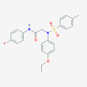 molecular formula C23H23FN2O4S B313000 2-{4-ethoxy[(4-methylphenyl)sulfonyl]anilino}-N-(4-fluorophenyl)acetamide 