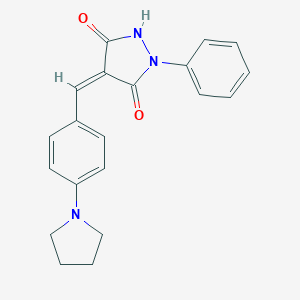 molecular formula C20H19N3O2 B313003 (4Z)-1-phenyl-4-[4-(pyrrolidin-1-yl)benzylidene]pyrazolidine-3,5-dione 