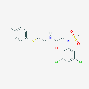 molecular formula C18H20Cl2N2O3S2 B313009 2-[3,5-dichloro(methylsulfonyl)anilino]-N-{2-[(4-methylphenyl)sulfanyl]ethyl}acetamide 