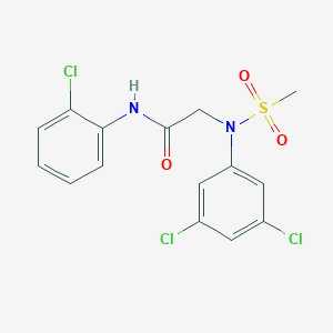 molecular formula C15H13Cl3N2O3S B313010 N-(2-chlorophenyl)-2-[3,5-dichloro(methylsulfonyl)anilino]acetamide 