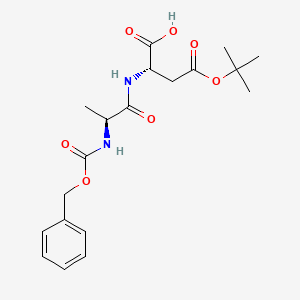 molecular formula C19H26N2O7 B3130114 (S)-2-((S)-2-(((benzyloxy)carbonyl)amino)propanamido)-4-(tert-butoxy)-4-oxobutanoic acid CAS No. 3408-50-2