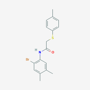 molecular formula C17H18BrNOS B313015 N-(2-bromo-4,5-dimethylphenyl)-2-[(4-methylphenyl)sulfanyl]acetamide 