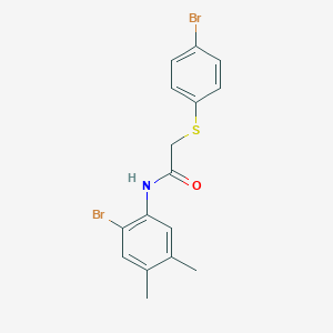 molecular formula C16H15Br2NOS B313016 N-(2-bromo-4,5-dimethylphenyl)-2-[(4-bromophenyl)sulfanyl]acetamide 
