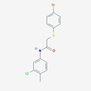 molecular formula C15H13BrClNOS B313017 2-[(4-bromophenyl)sulfanyl]-N-(3-chloro-4-methylphenyl)acetamide 