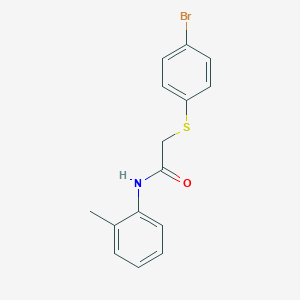 molecular formula C15H14BrNOS B313018 2-[(4-bromophenyl)sulfanyl]-N-(2-methylphenyl)acetamide 