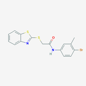molecular formula C16H13BrN2OS2 B313019 2-(1,3-benzothiazol-2-ylsulfanyl)-N-(4-bromo-3-methylphenyl)acetamide 