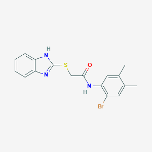 molecular formula C17H16BrN3OS B313020 2-(1H-benzimidazol-2-ylsulfanyl)-N-(2-bromo-4,5-dimethylphenyl)acetamide 