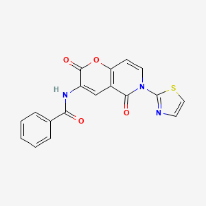 molecular formula C18H11N3O4S B3130208 N-[2,5-dioxo-6-(1,3-thiazol-2-yl)-5,6-dihydro-2H-pyrano[3,2-c]pyridin-3-yl]benzenecarboxamide CAS No. 341966-36-7