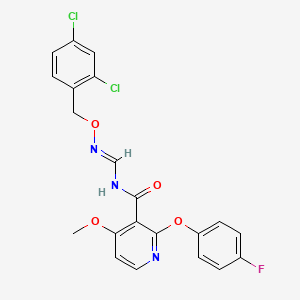 molecular formula C21H16Cl2FN3O4 B3130233 N-({[(2,4-dichlorobenzyl)oxy]imino}methyl)-2-(4-fluorophenoxy)-4-methoxynicotinamide CAS No. 341966-68-5