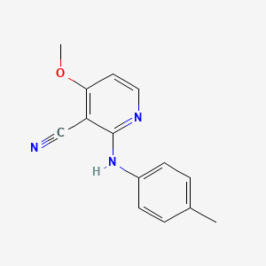 molecular formula C14H13N3O B3130239 4-甲氧基-2-(4-甲苯胺基)烟腈 CAS No. 341966-87-8
