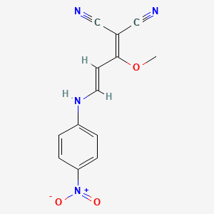 molecular formula C13H10N4O3 B3130242 2-[(E)-1-methoxy-3-(4-nitroanilino)prop-2-enylidene]propanedinitrile CAS No. 341966-92-5