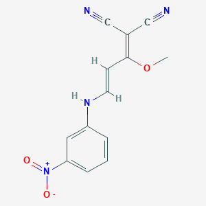 molecular formula C13H10N4O3 B3130245 2-[(E)-1-methoxy-3-(3-nitroanilino)prop-2-enylidene]propanedinitrile CAS No. 341966-93-6