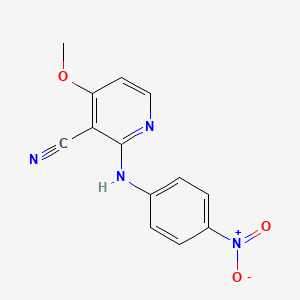 molecular formula C13H10N4O3 B3130251 4-甲氧基-2-(4-硝基苯胺)烟腈 CAS No. 341966-94-7