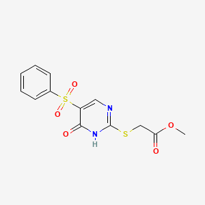 Methyl 2-{[4-hydroxy-5-(phenylsulfonyl)-2-pyrimidinyl]sulfanyl}acetate