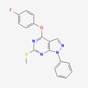 molecular formula C18H13FN4OS B3130284 4-(4-fluorophenoxy)-6-(methylsulfanyl)-1-phenyl-1H-pyrazolo[3,4-d]pyrimidine CAS No. 341968-31-8