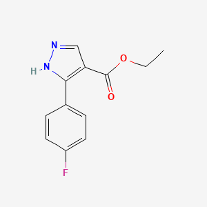 molecular formula C12H11FN2O2 B3130299 5-(4-氟苯基)-1H-吡唑-4-甲酸乙酯 CAS No. 342028-01-7
